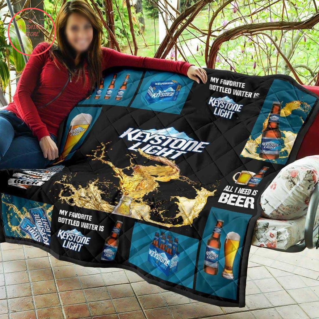 Keystone Light All I Need Is Beer Quilt Blanket