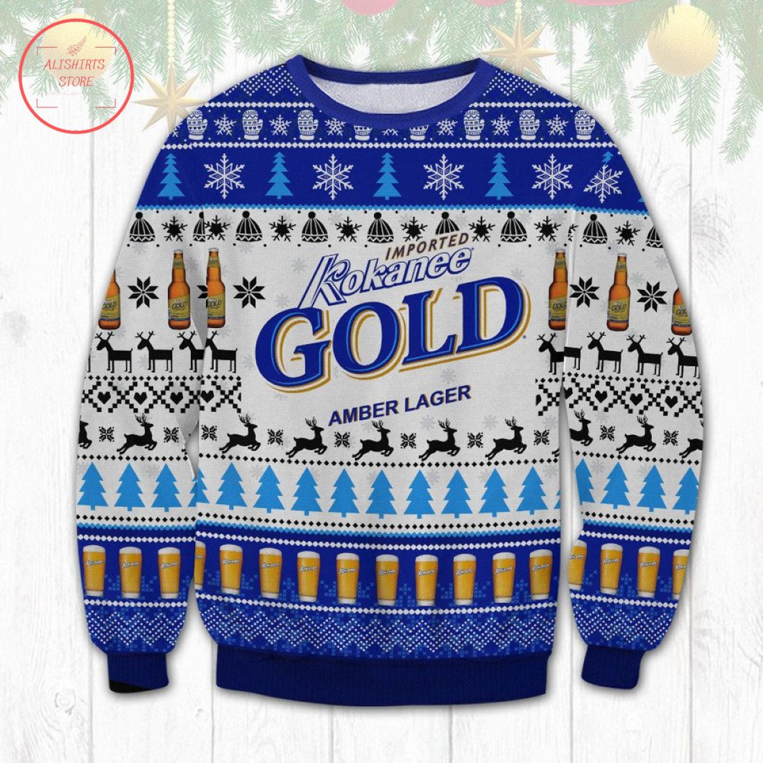 Kokanee Gold Amber Lager Ugly Christmas Sweater