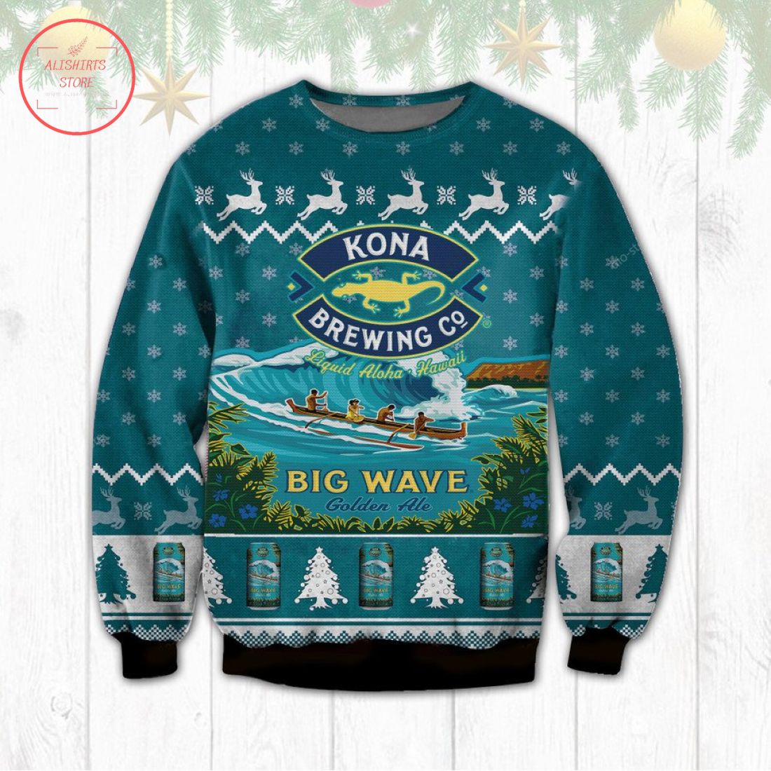 Kona Brewing Golden Ale Ugly Christmas Sweater