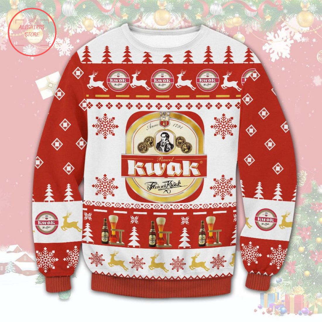 Kwak Beer Ugly Christmas Sweater