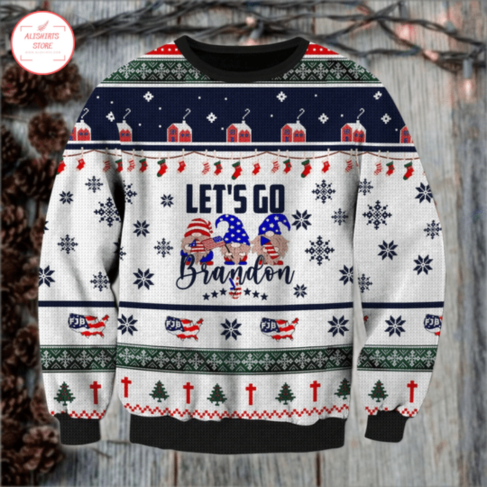 Let's Go Brandon Gnome FJB Christmas Ugly Sweater