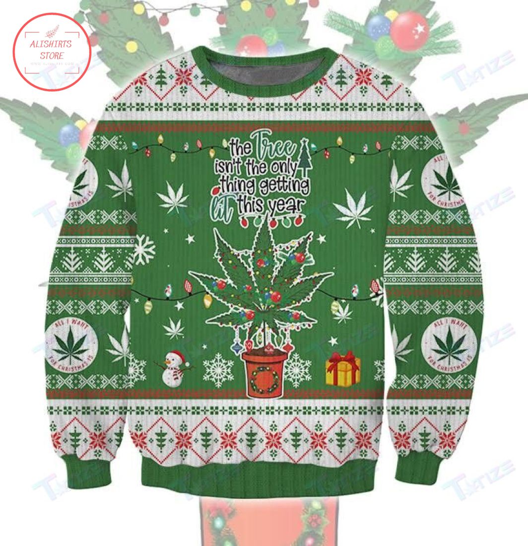 Lit This Year Weed Ugly Christmas Sweater