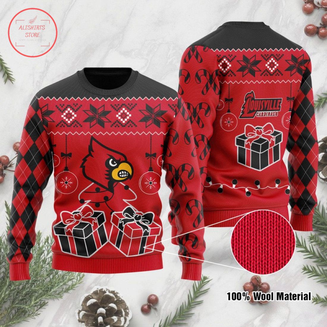 Louisville Cardinals Holiday Xmas Party Ugly Christmas Sweater