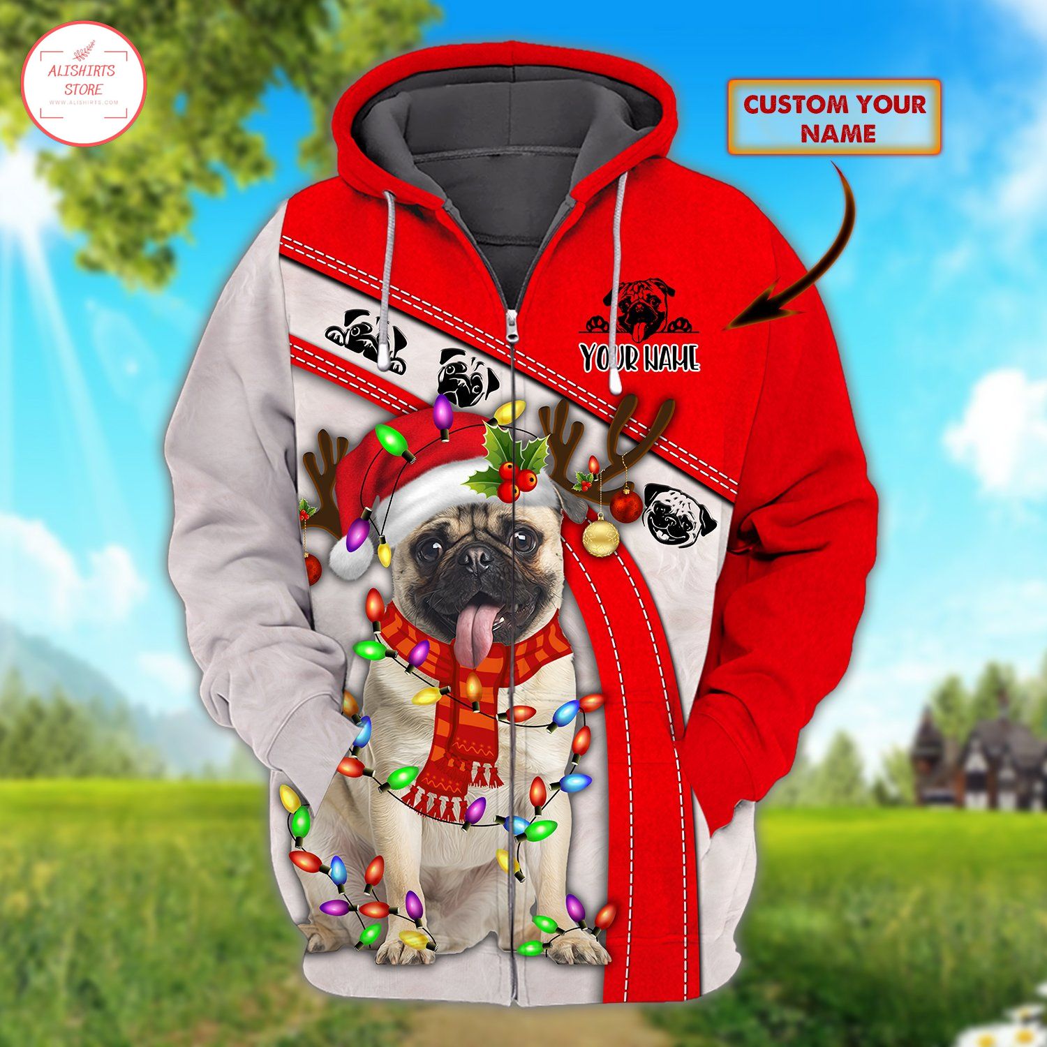 Love Pug Dog Personalized Hoodie 3d