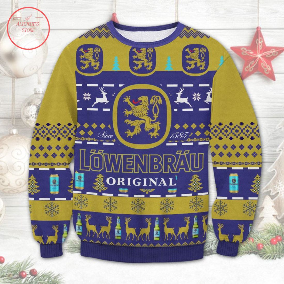 Lowenbrau Original Beer Ugly Christmas Sweater