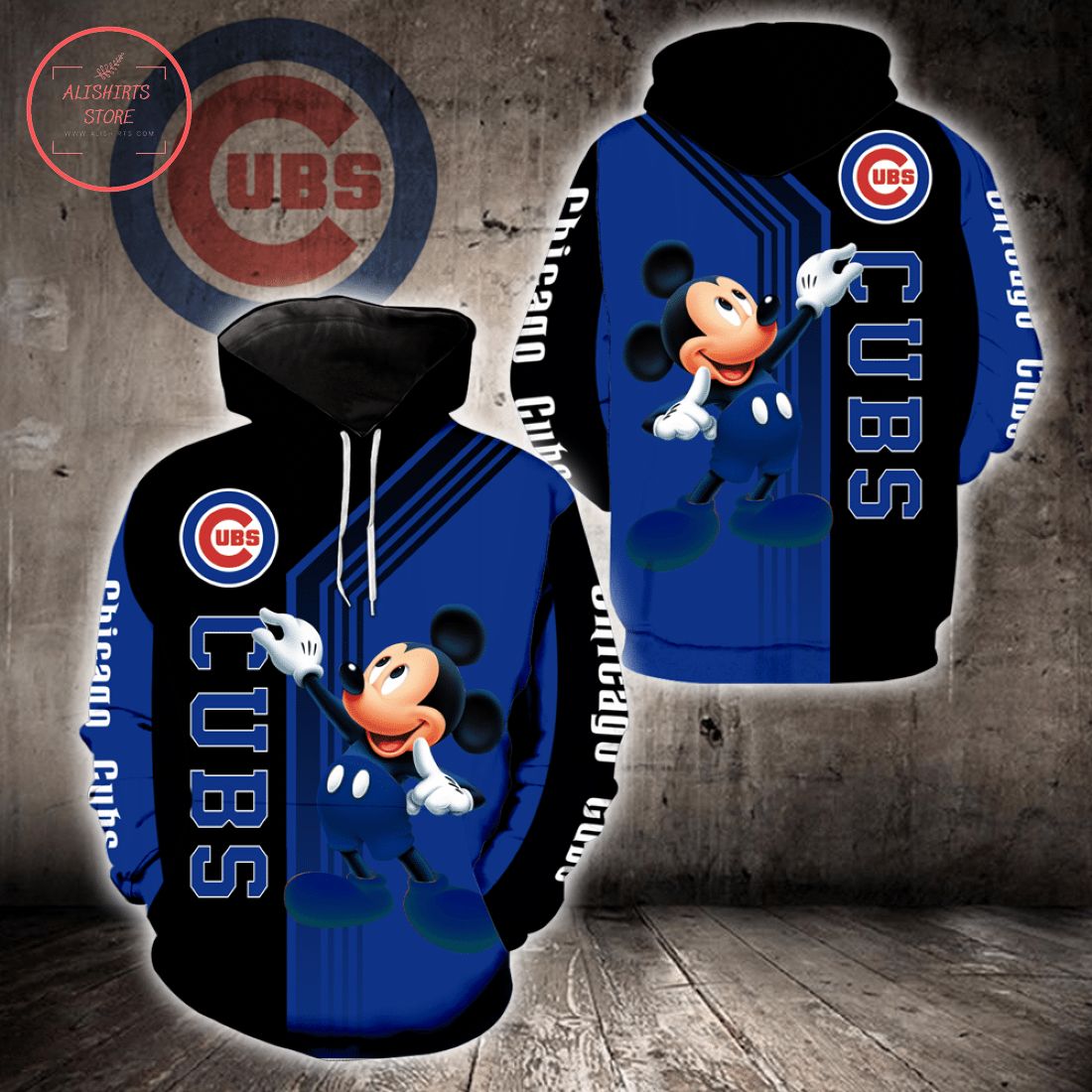 MLB Chicago Cubs Mickey Mouse Hoodie 3d