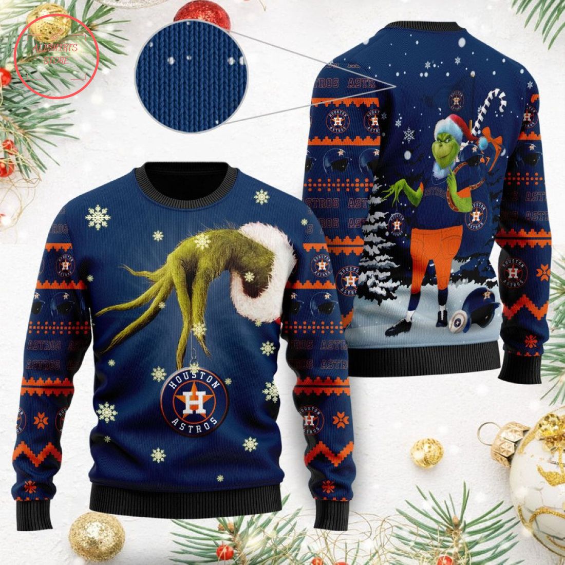 MLB Houston Astros Grinch Ugly Christmas Sweater