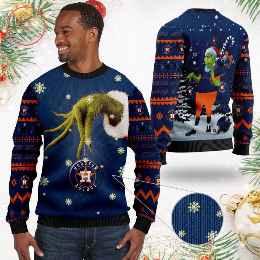 MLB Houston Astros Grinch Ugly Christmas Sweater