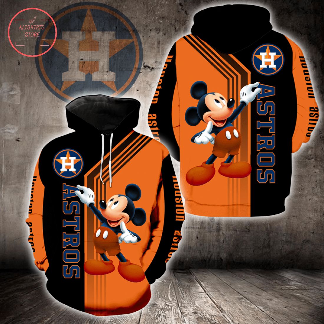 MLB Houston Astros Mickey Mouse Hoodie 3d