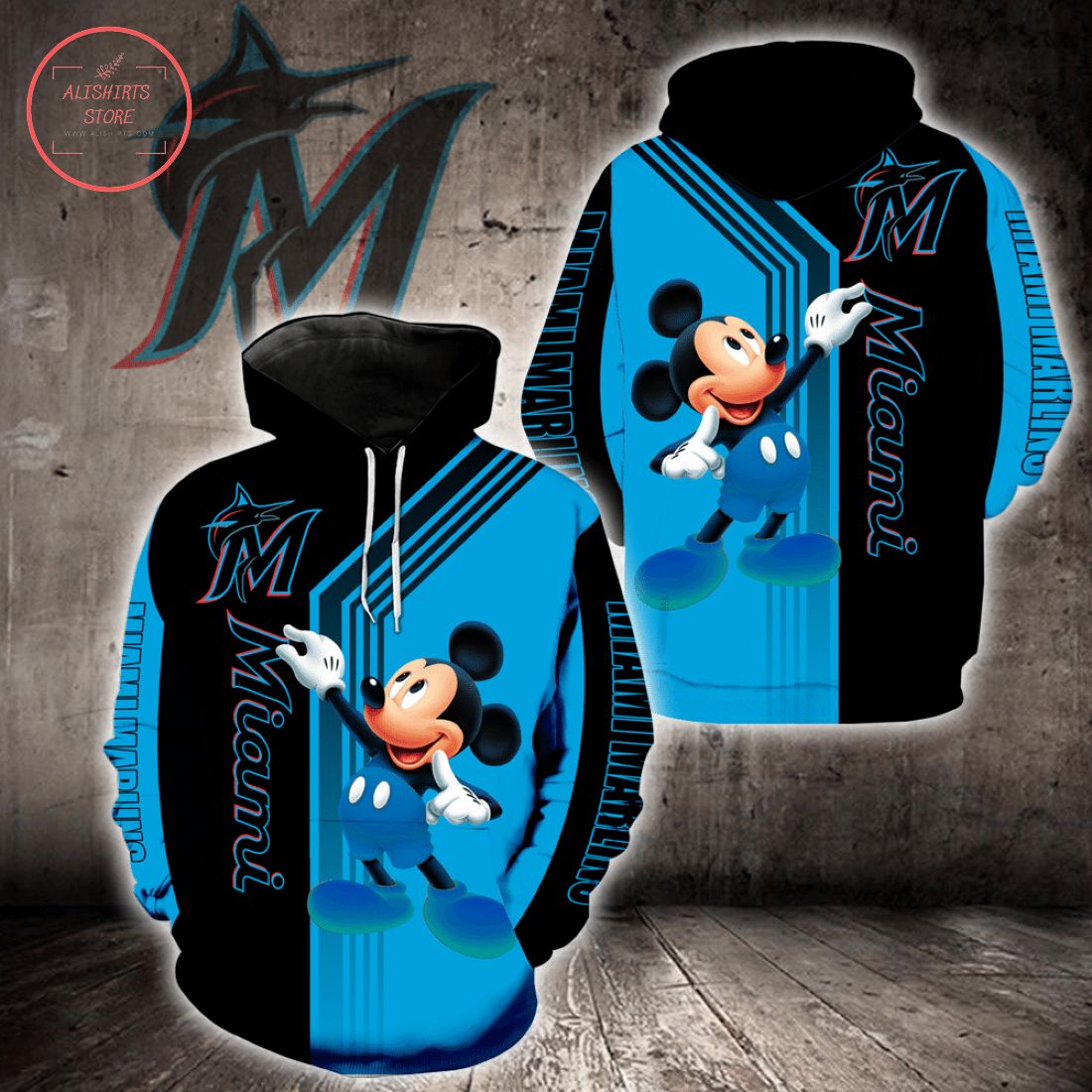 MLB Miami Marlins Mickey Mouse 3d Hoodie