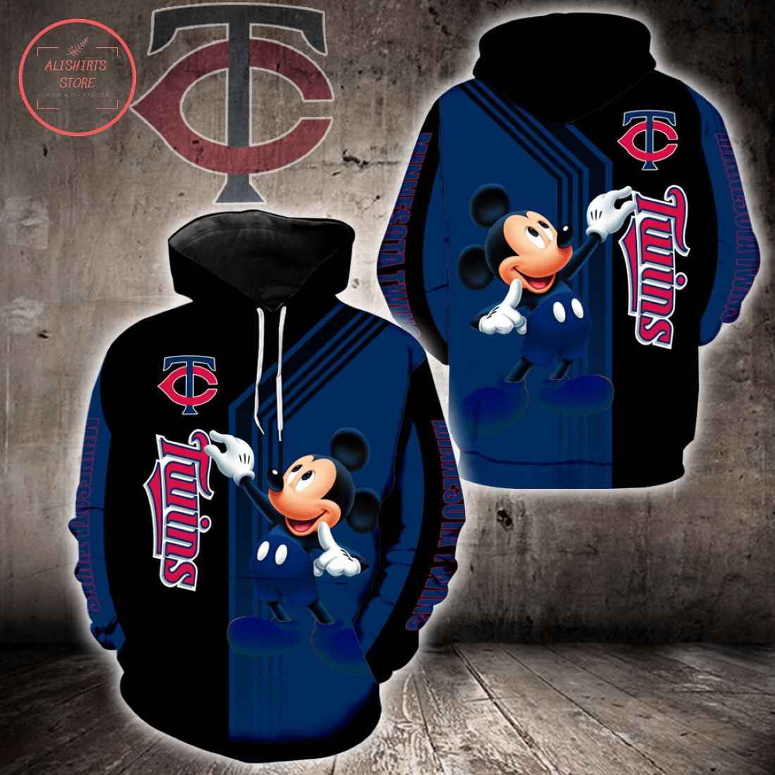 MLB Minnesota Twins Mickey Mouse Hoodie 3d