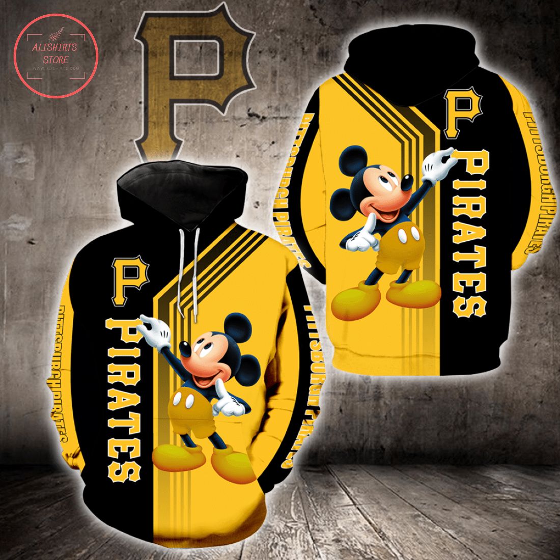 MLB Pittsburgh Pirates Mickey Mouse Hoodie 3d