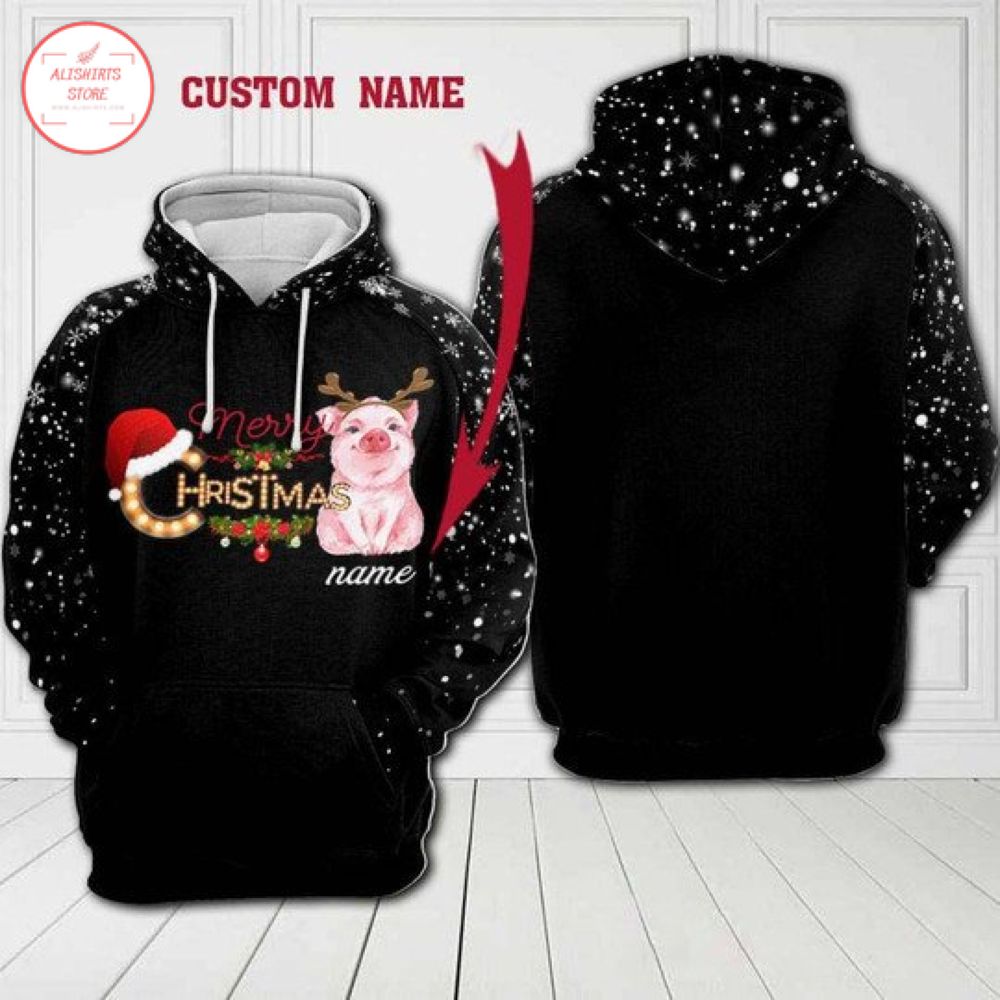 Merry Christmas Cute Pig Personalized Hoodie 3d