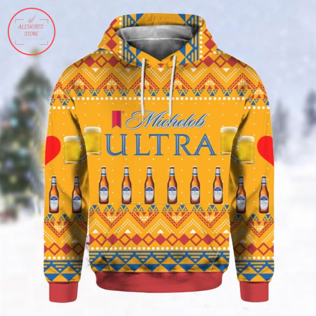 Michelob Ultra Beer Bottles Ugly Christmas Hoodie