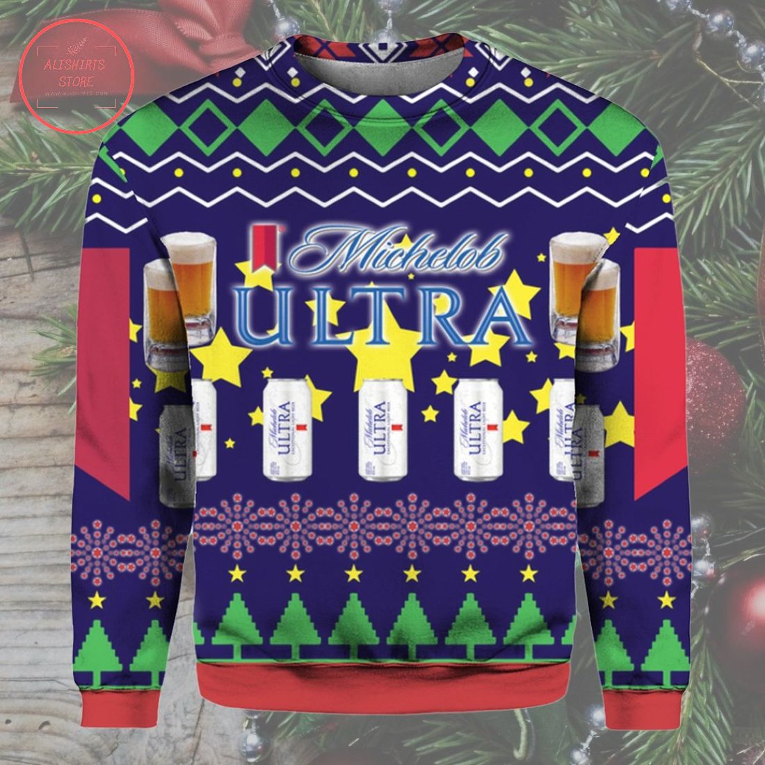 Michelob Ultra Beer Can Ugly Christmas Sweater