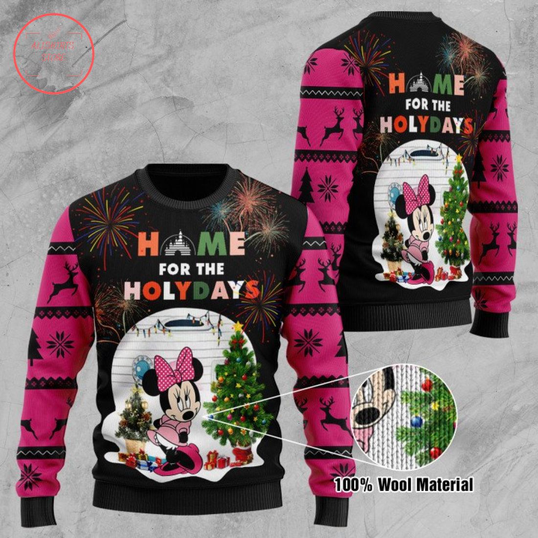 Minnie Mouse Home for the Holidays Ugly Christmas Sweater