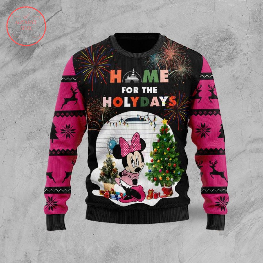 Minnie Mouse Home for the Holidays Ugly Christmas Sweater