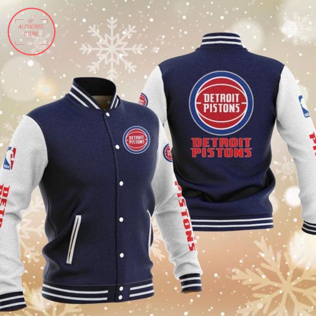 NBA Detroit Pistons Varsity Baseball Jacket