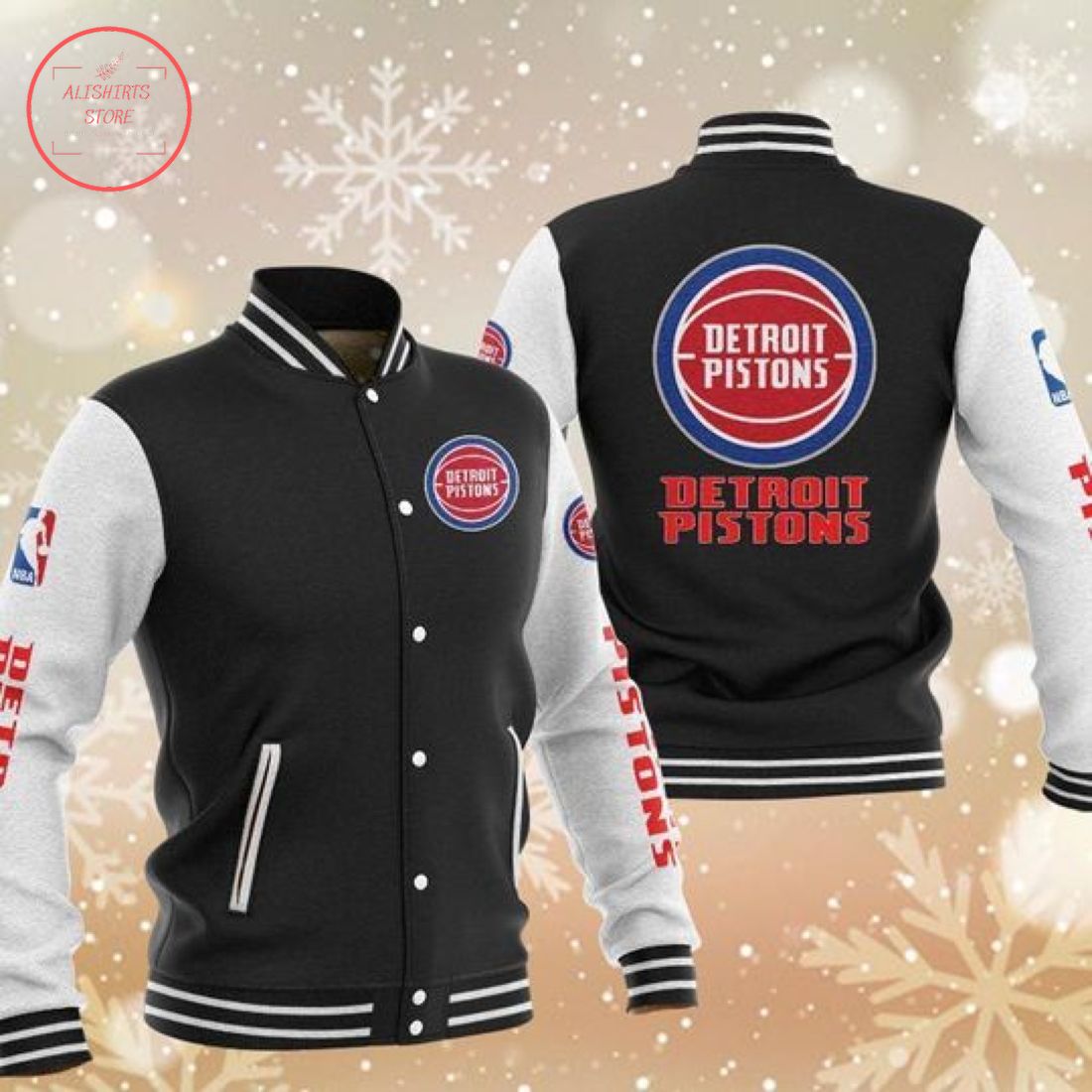 NBA Detroit Pistons Varsity Baseball Jacket