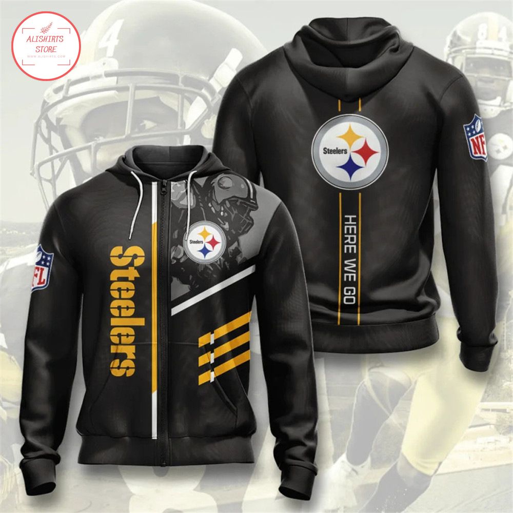 NFL Steelers Here We Go Hoodie 3d