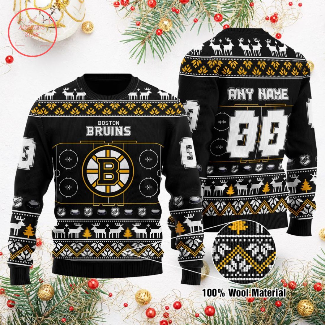 NHL Boston Bruins Personalized Ugly Christmas Sweater