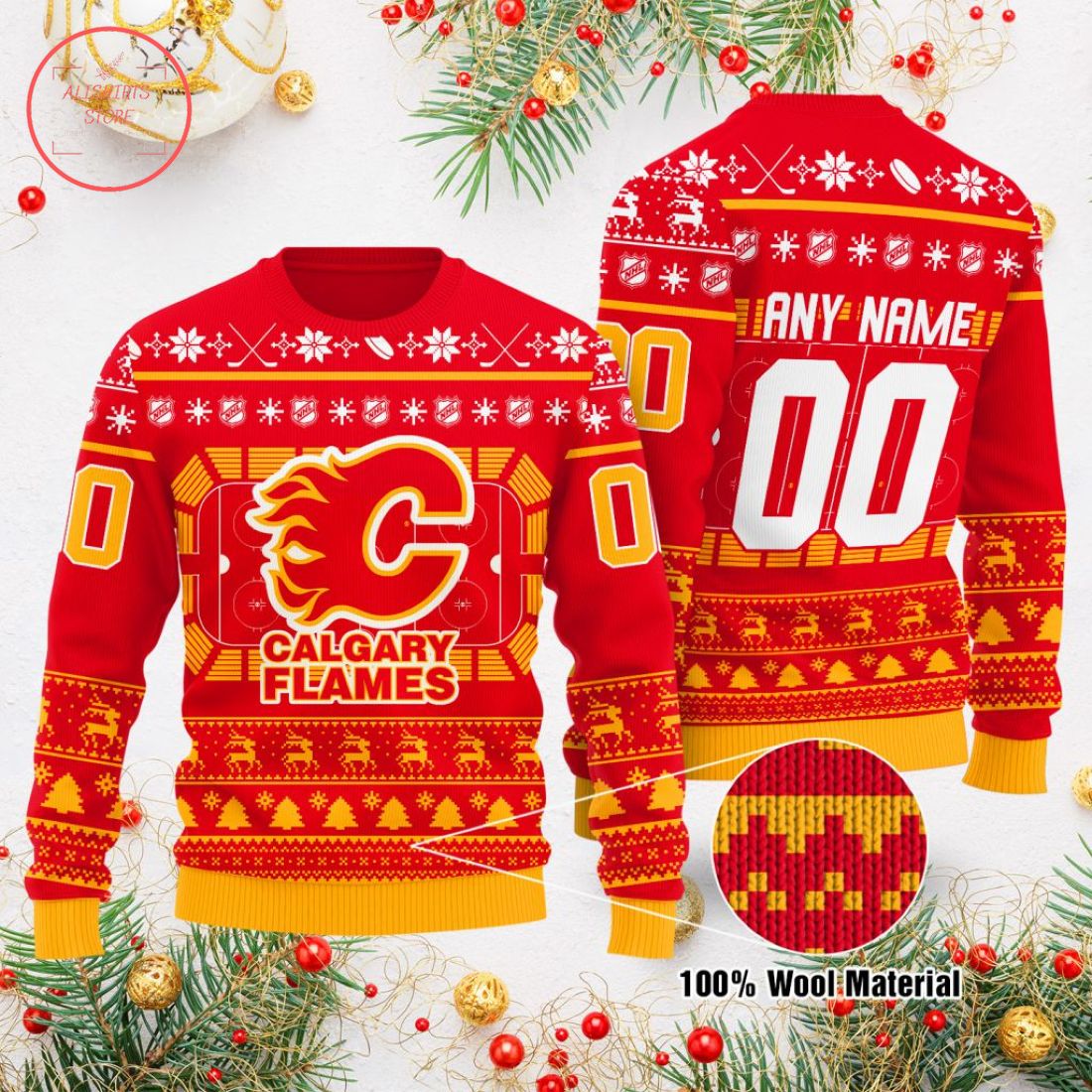 NHL Calgary Flames Personalized Ugly Christmas Sweater