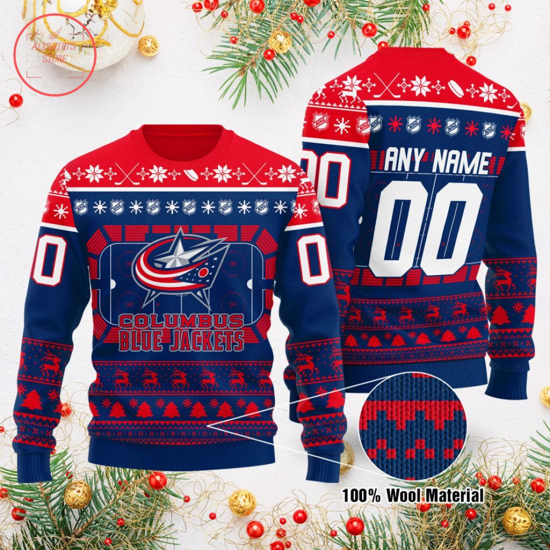 NHL Columbus Blue Jackets Personalized Ugly Christmas Sweater