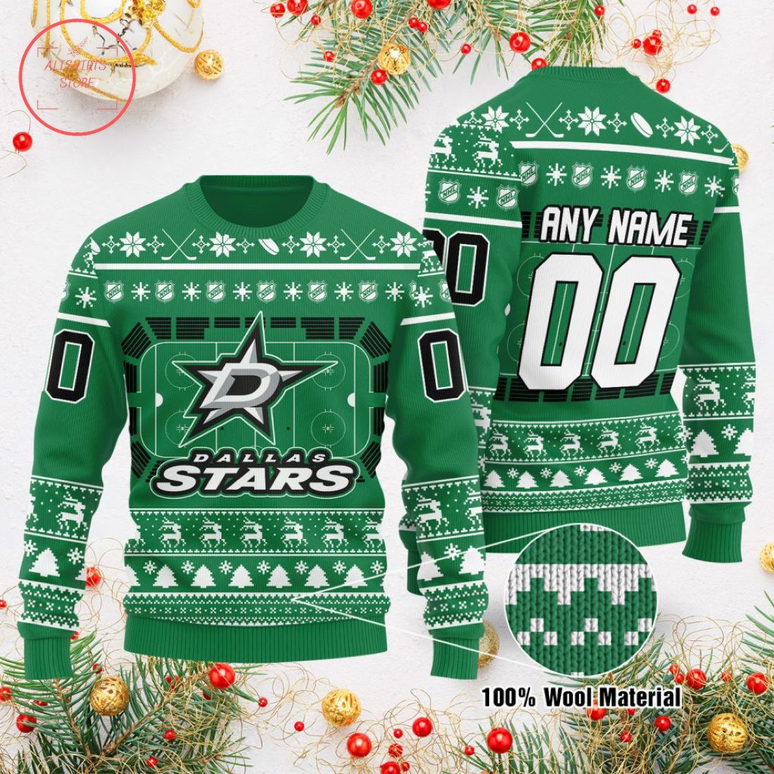 NHL Dallas Stars Personalized Ugly Christmas Sweater