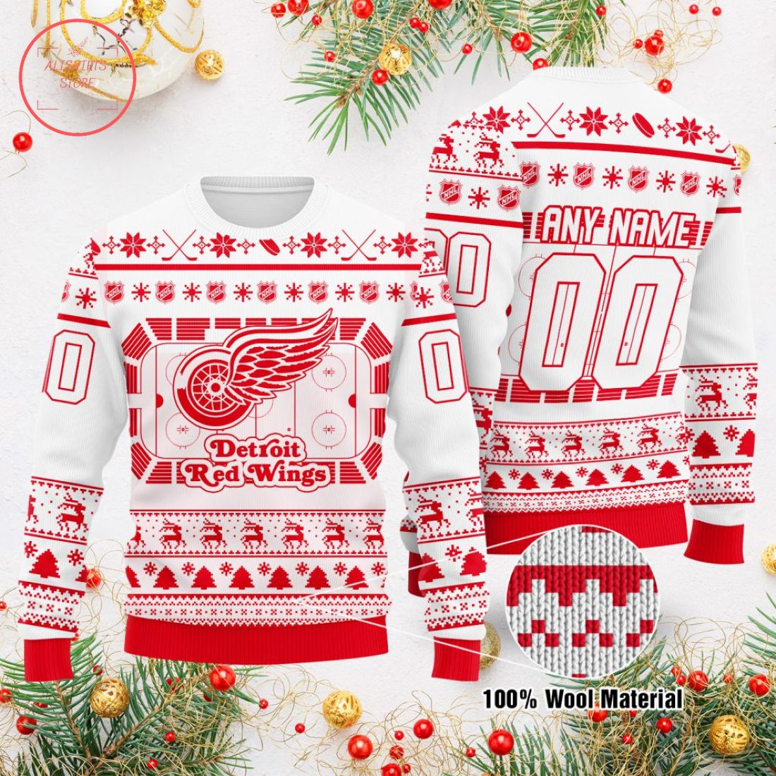 NHL Detroit Red Wings Personalized Ugly Christmas Sweater