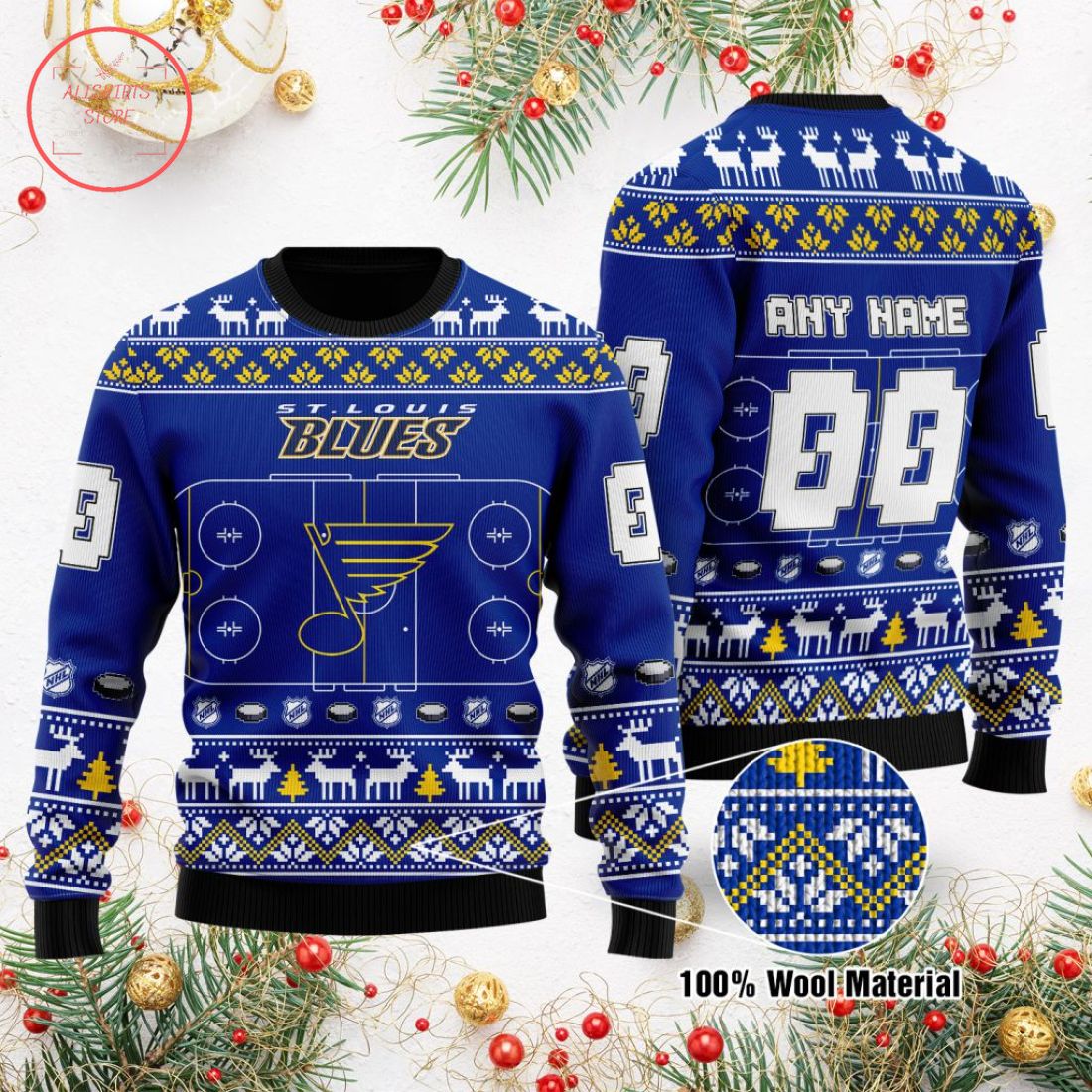 NHL St. Louis Blues Personalized Ugly Christmas Sweater