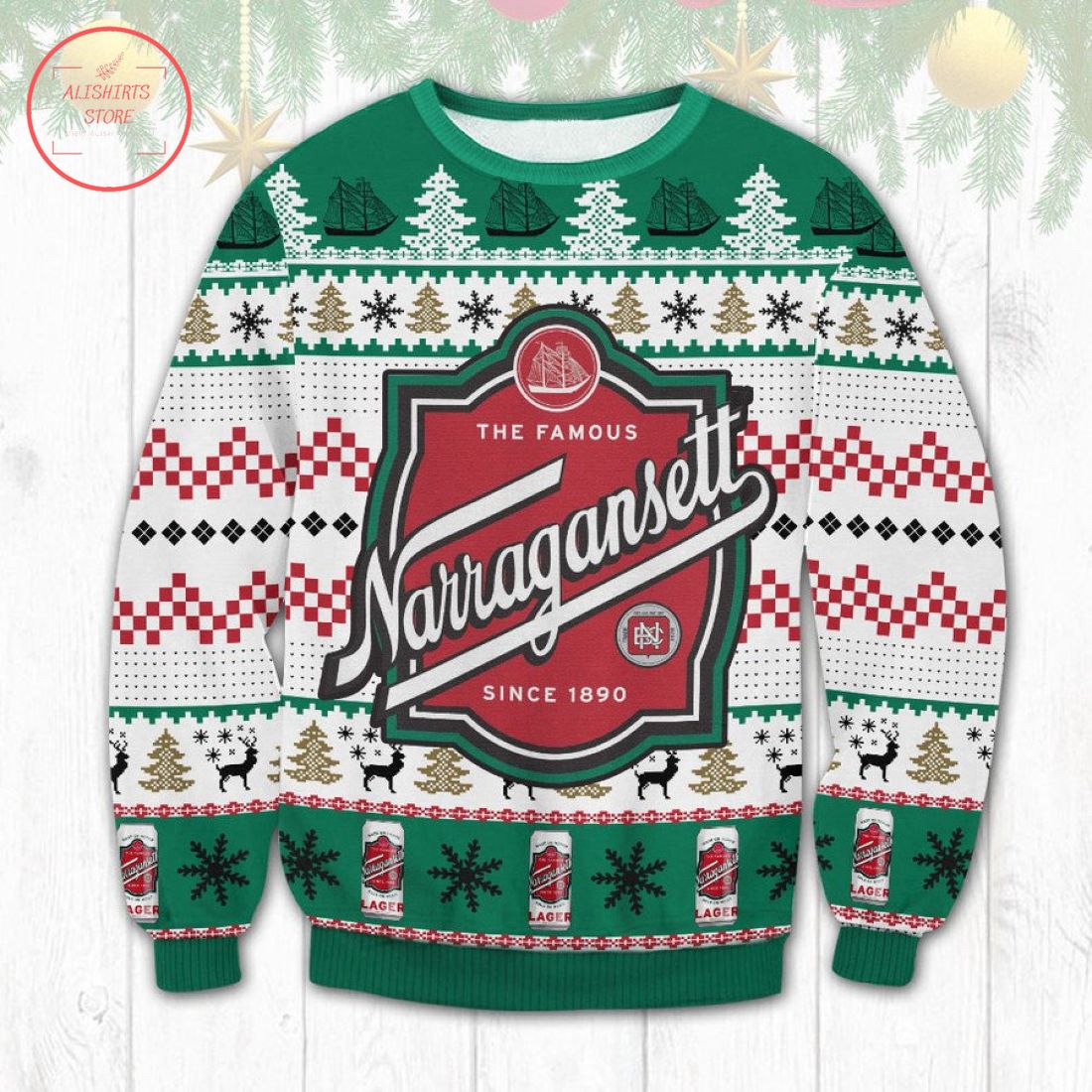 Narragansett Lager Ugly Christmas Sweater