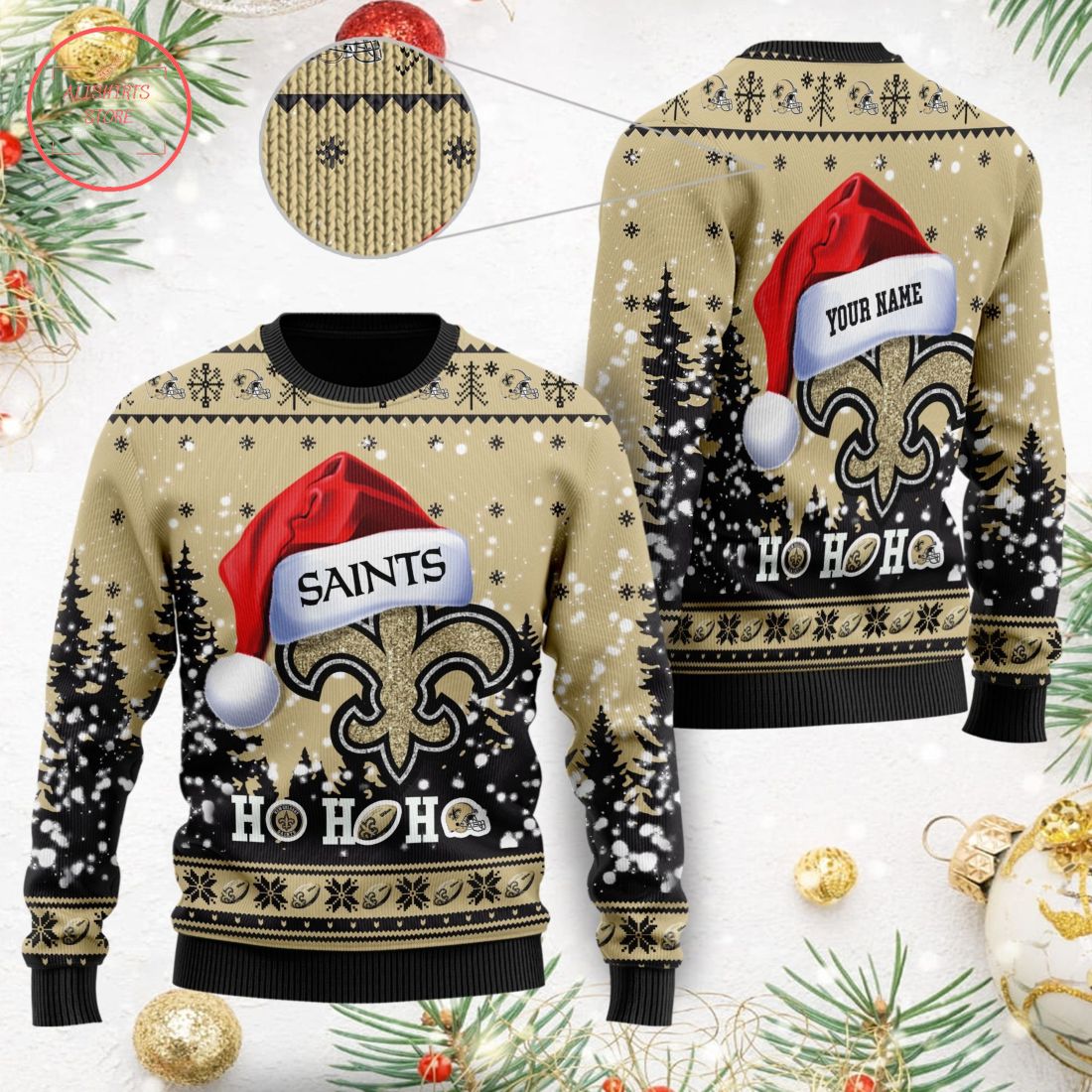 New Orleans Saints Ho Ho Ho Custom Ugly Christmas Sweater