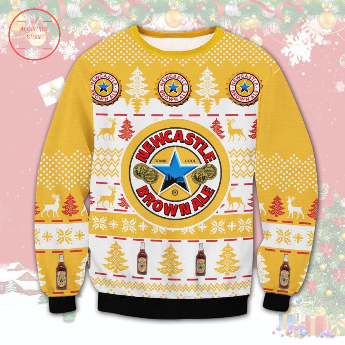 Newcastle Brown Ale Ugly Christmas Sweater