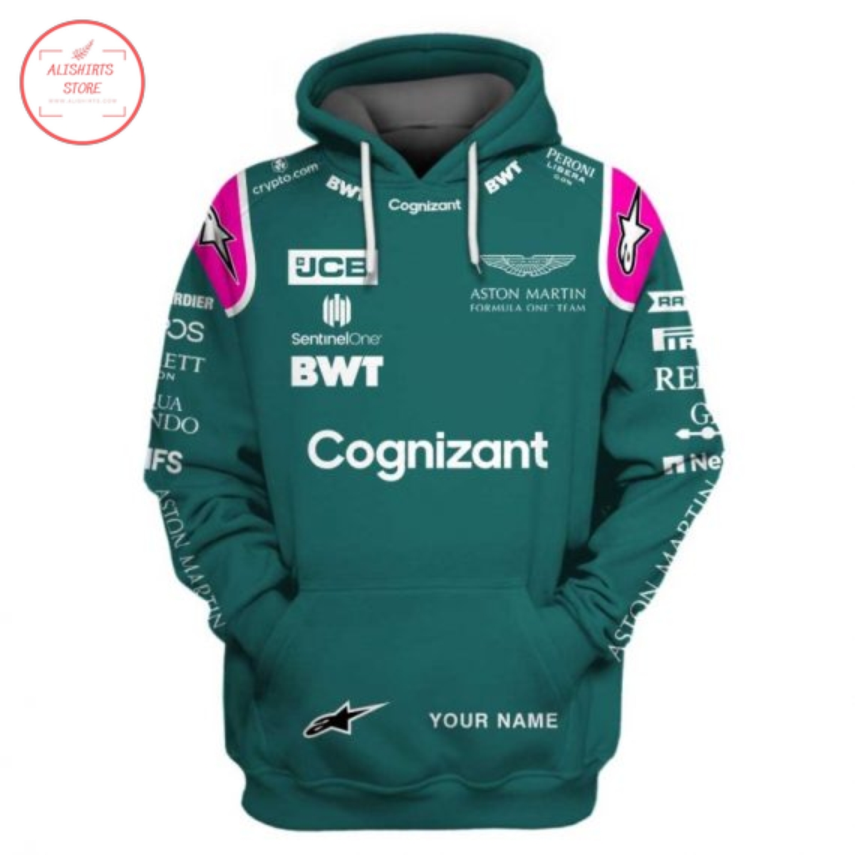 Personalized Aston Martin Cognizant F1 3D Hoodie