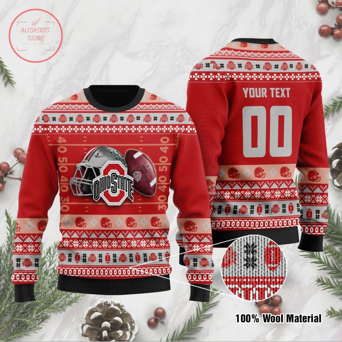 Personalized Ohio State Buckeyes Christmas Sweater