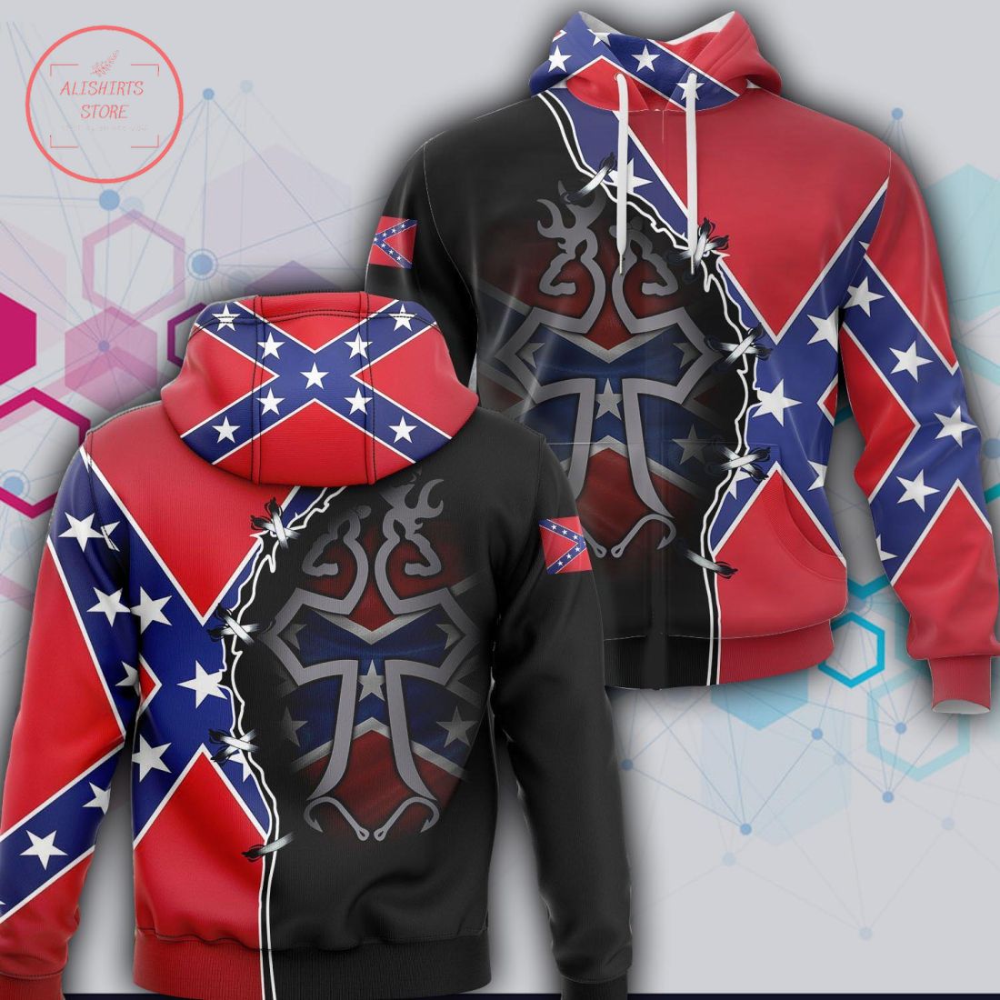 Personalized Rebel Confederate Flags 3D Hoodie