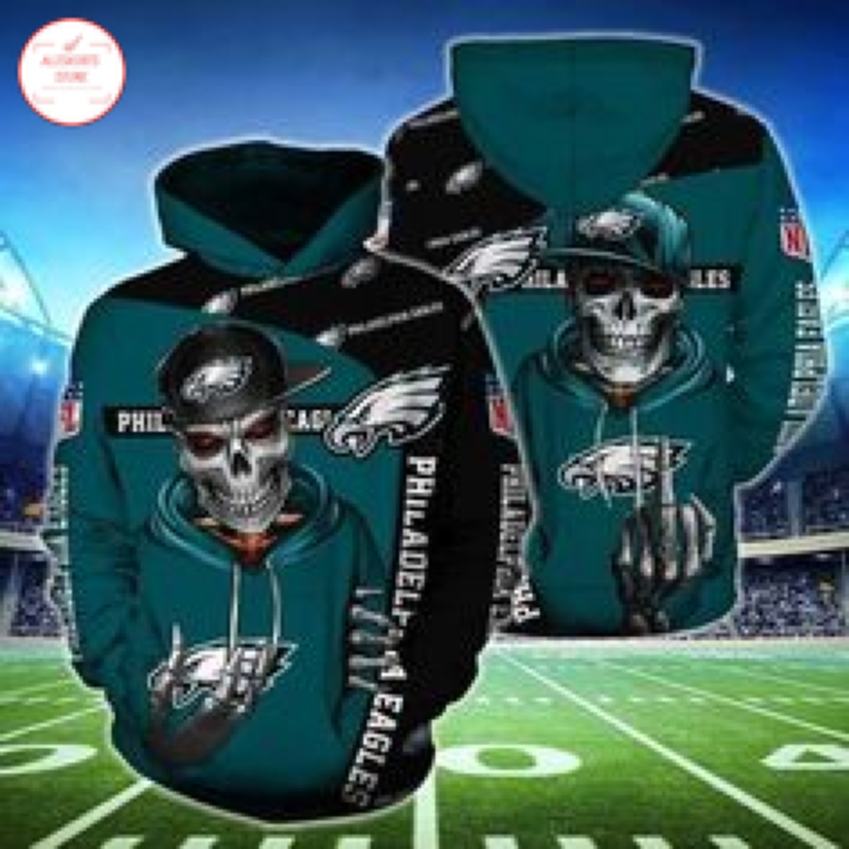 Philadelphia Eagles Skull Jersey 3d Hoodie