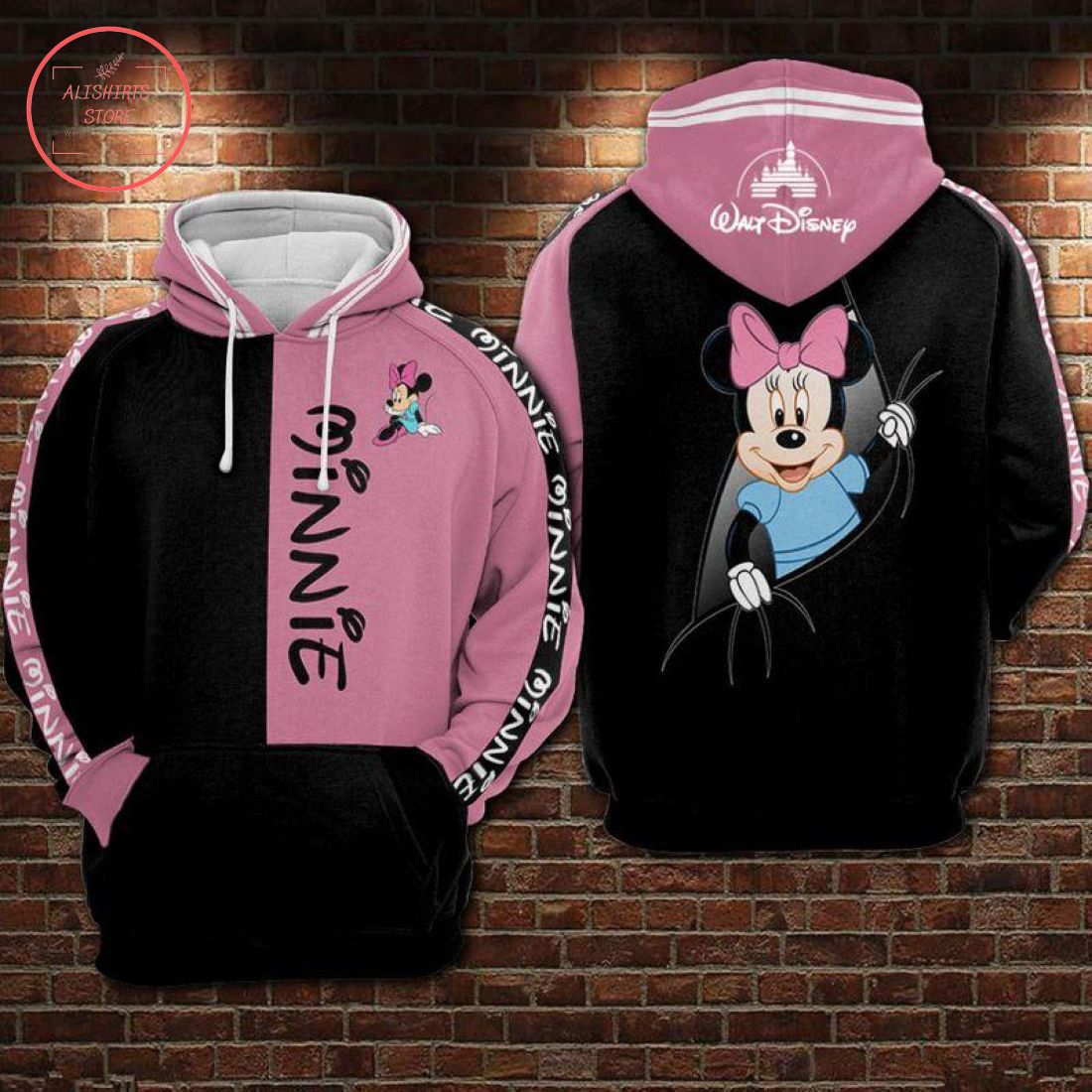 Pink Minnie Mouse Disney Full Printed Hoodie