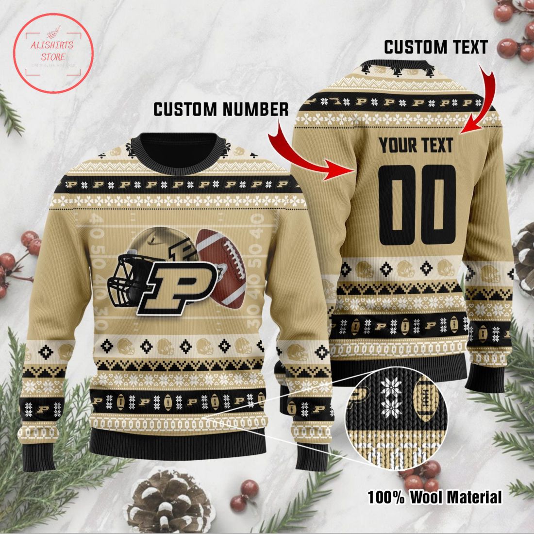 Purdue Boilermakers Personalized Ugly Christmas Sweater