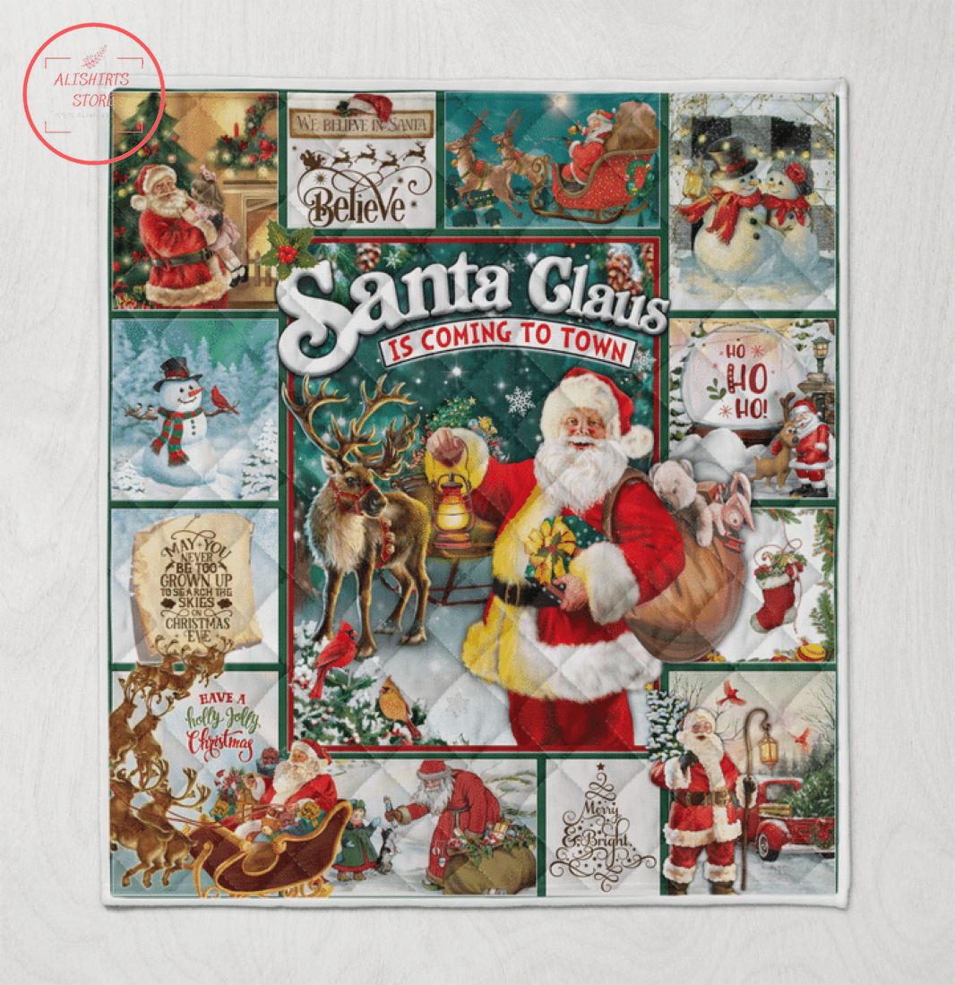 Santa Is Coming to Town Quilt Blanket