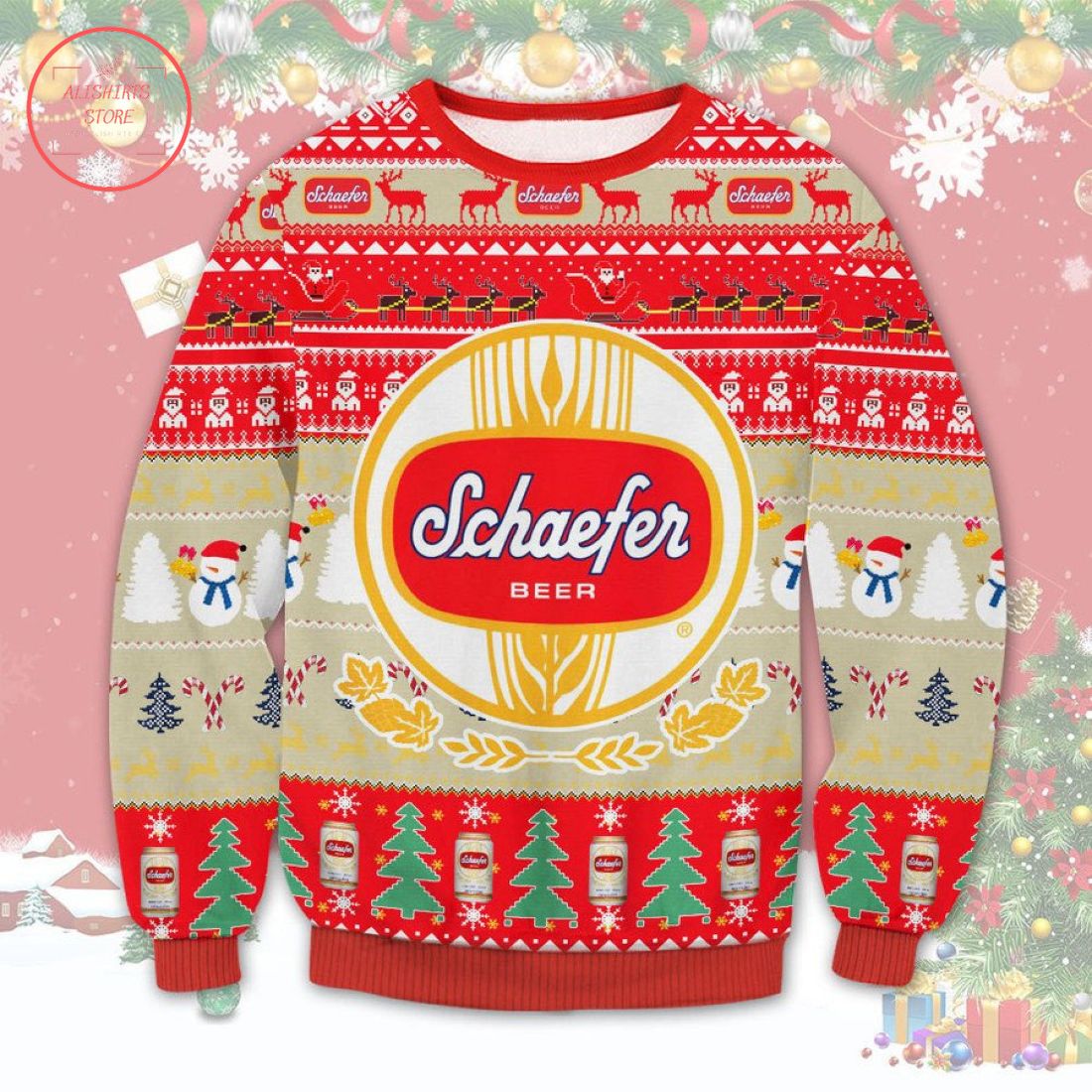 Schaefer Beer Ugly Christmas Sweater