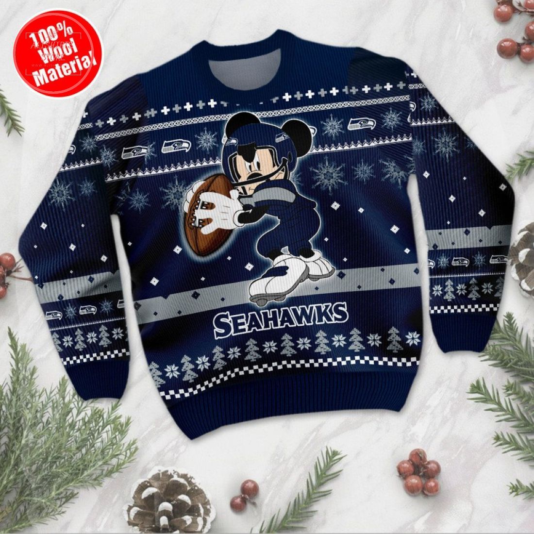 Seattle Seahawks Mickey Mouse Ugly Christmas Sweater