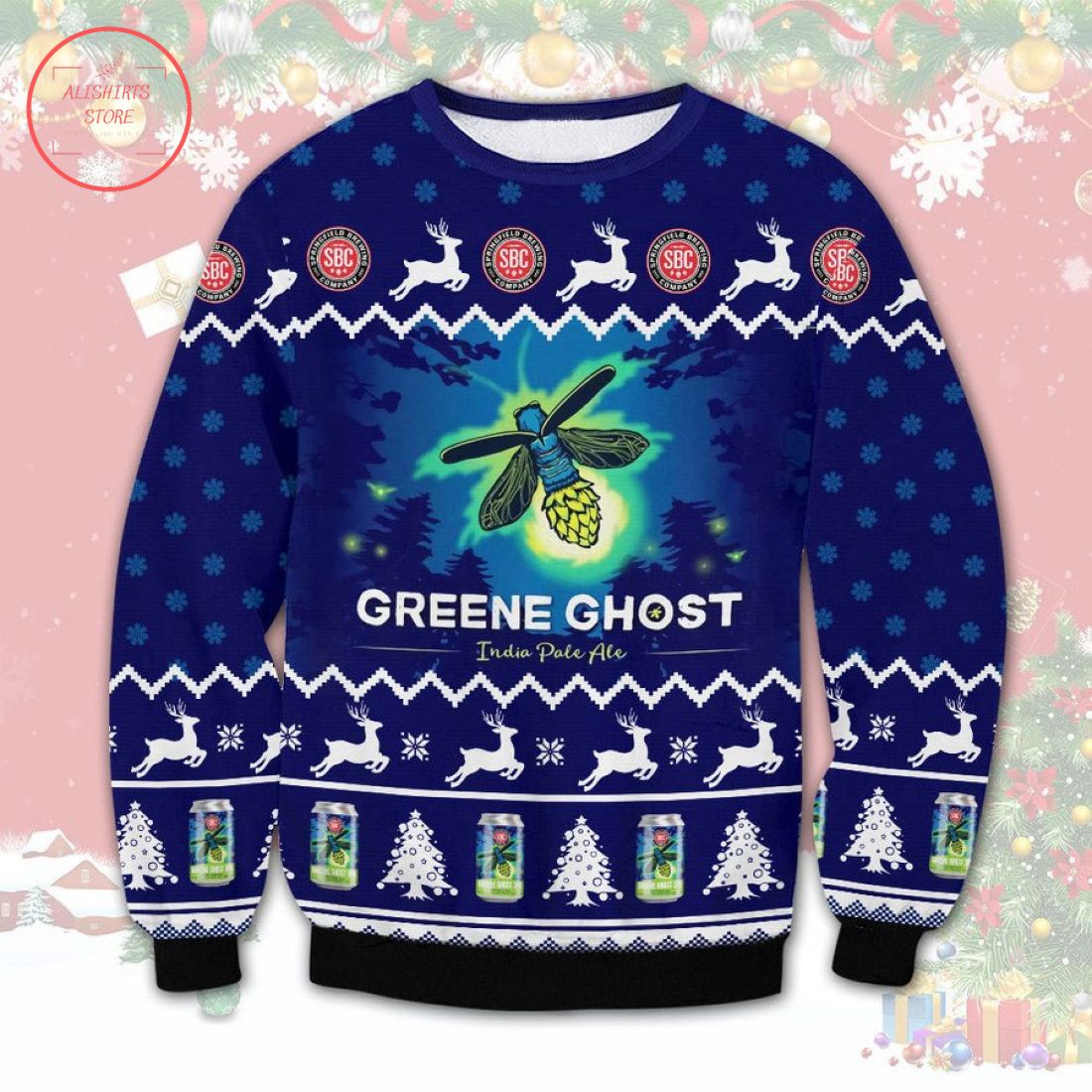 Springfield Greene Ghost IPA Ugly Christmas Sweater