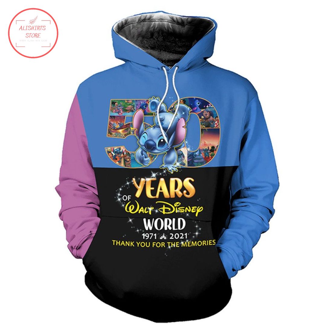 Stich 50 Years Anniversary of Walt Disney World Hoodie 3d