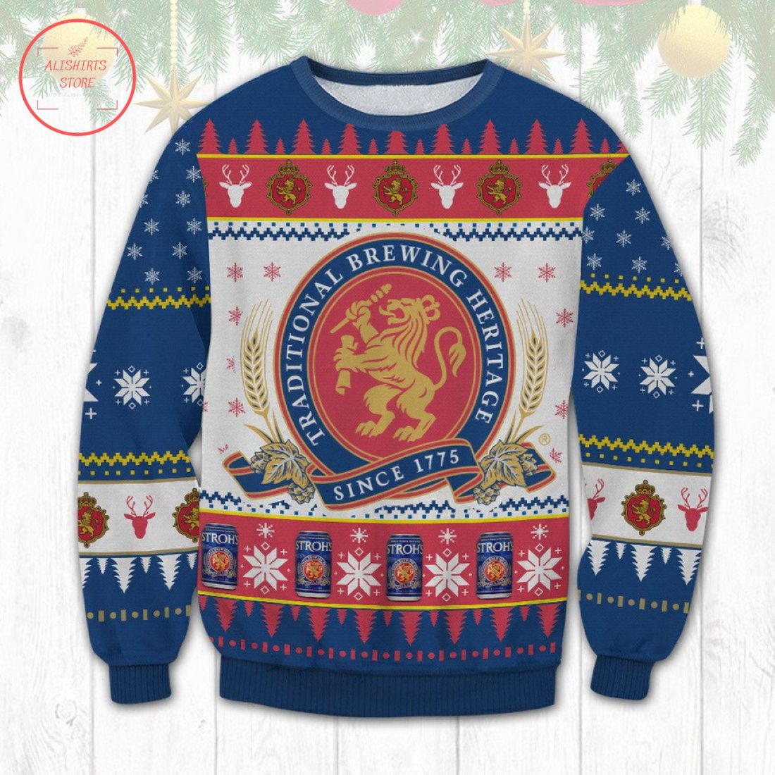 Strohs Beer Ugly Christmas Sweater
