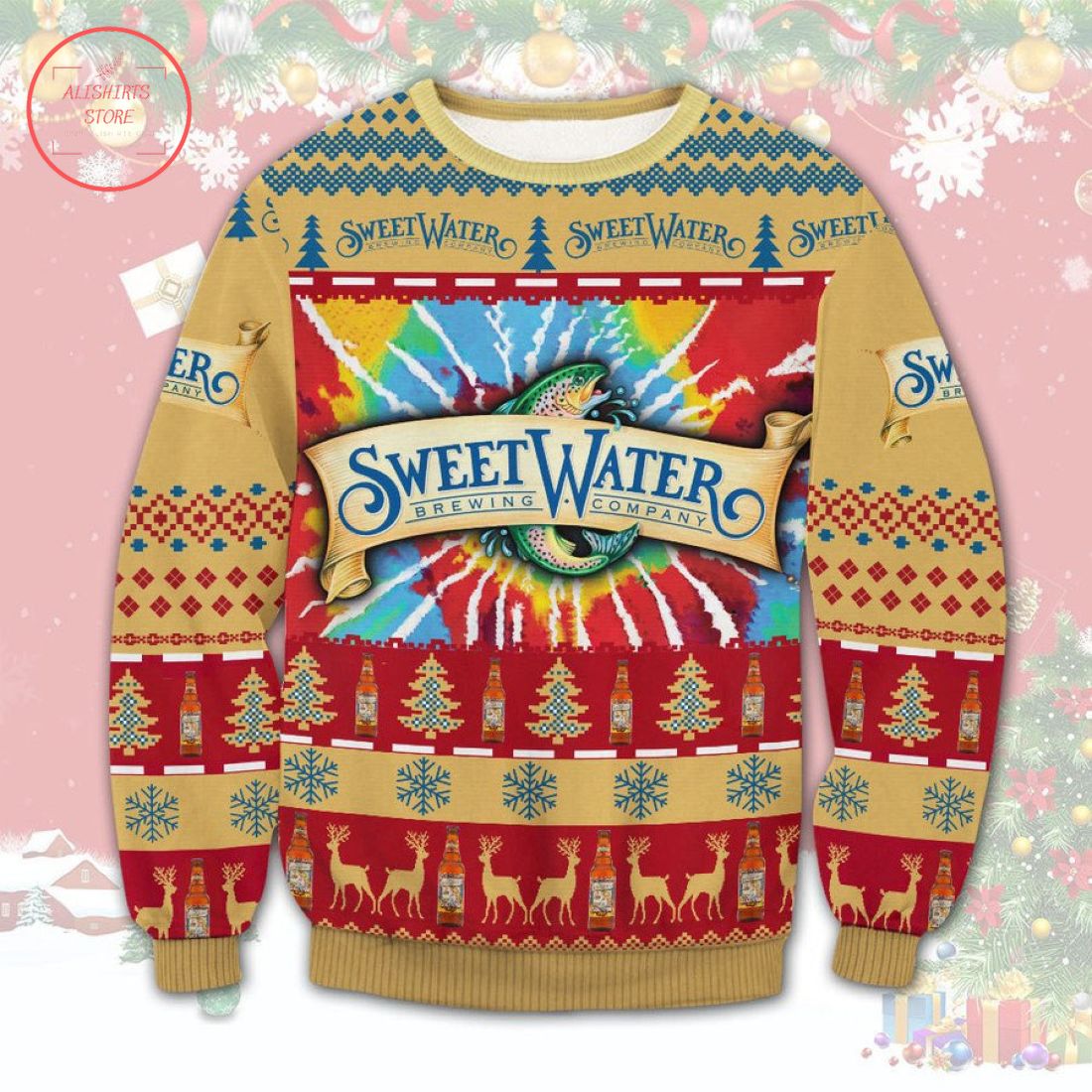 Sweetwater Brewing Tie Dye Ugly Christmas Sweater