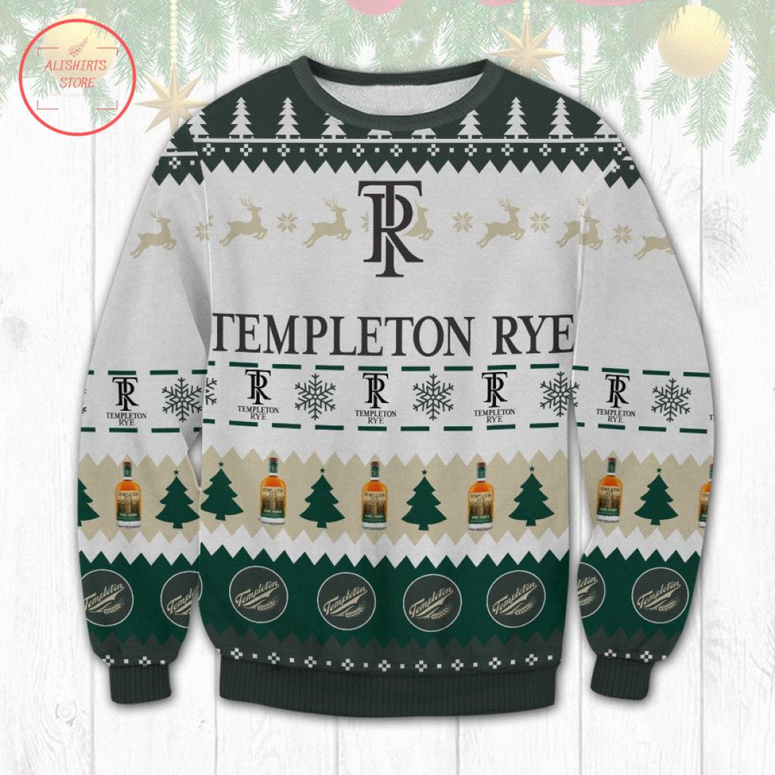 Templeton Rye Whiskey Ugly Christmas Sweater