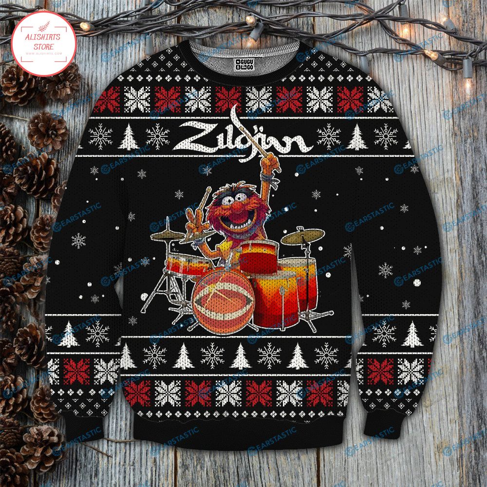 The Muppet Show Zildjian Drums Ugly Christmas Sweater