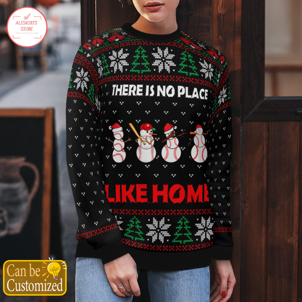 There is no place like home Baseball Ugly Sweater Christmas