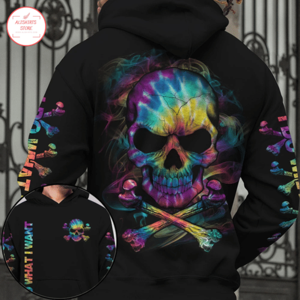 Tie Dye Skull Bone All Over Print Hoodie 3d